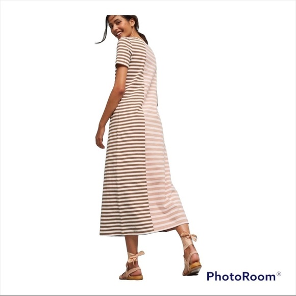 SATURDAY SUNDAY ANTHROPOLOGIE Faith Striped Short Sleeve Maxi T Shirt Dress XXS - Picture 3 of 7